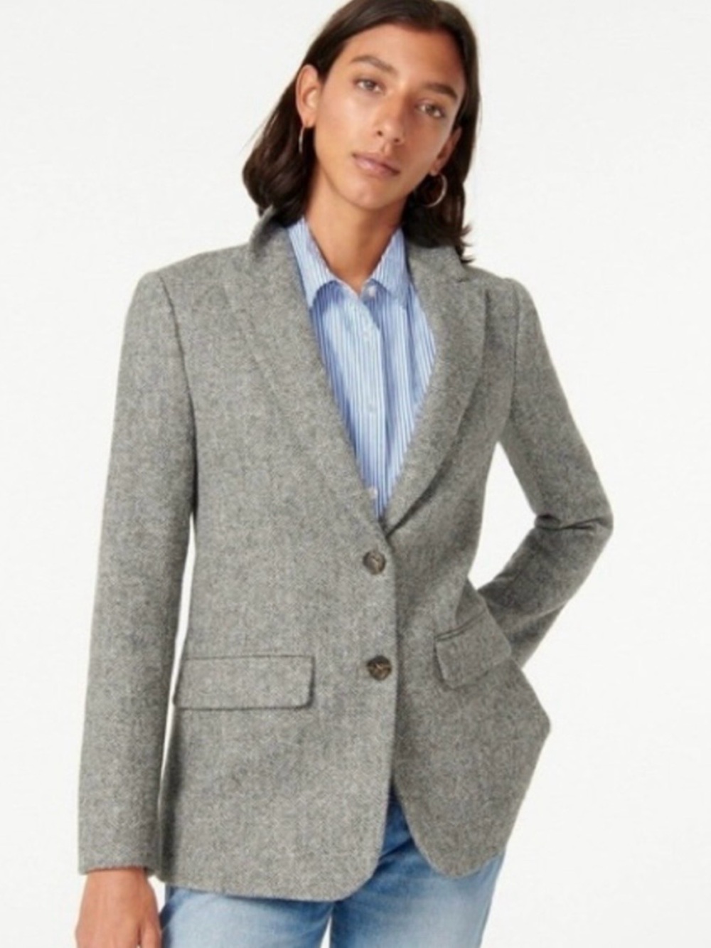 J. Crew Sommerset Blazer in Graphite English Wool Herringbone Size 4